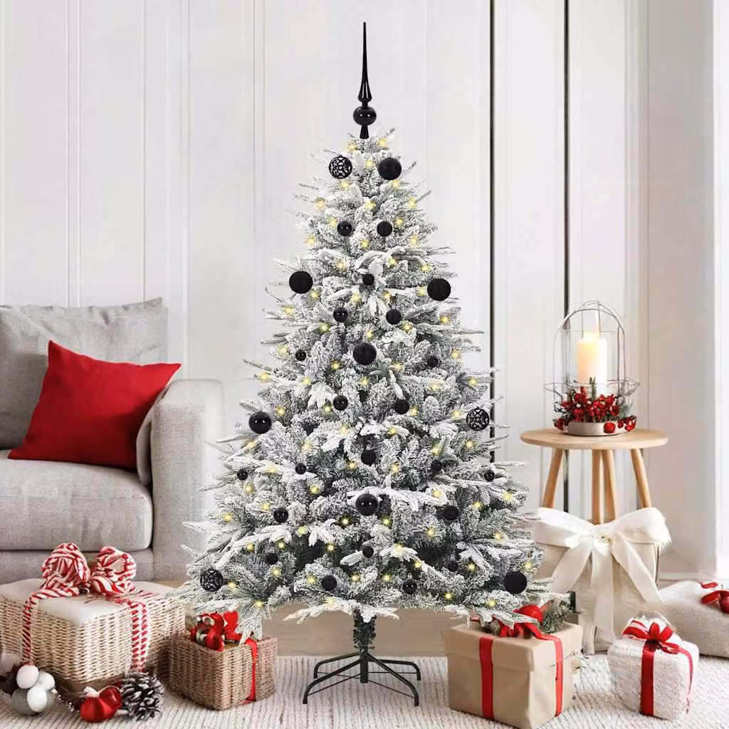 Maison Exclusive - Albero di Natale artificiale illuminato con set di palline verdi