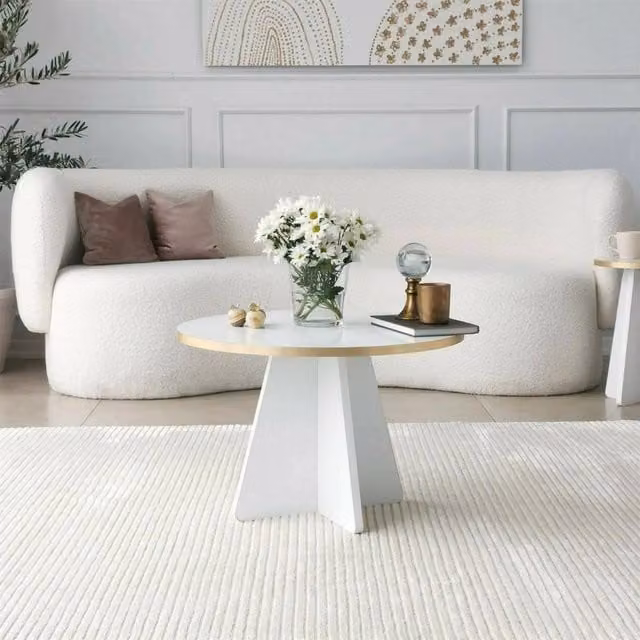 Tavolino da salotto Armanda DMORA, Tavolo basso moderno con portariviste, L/P/H: 60 x 60 x 40 cm, Oro e Bianco – 1