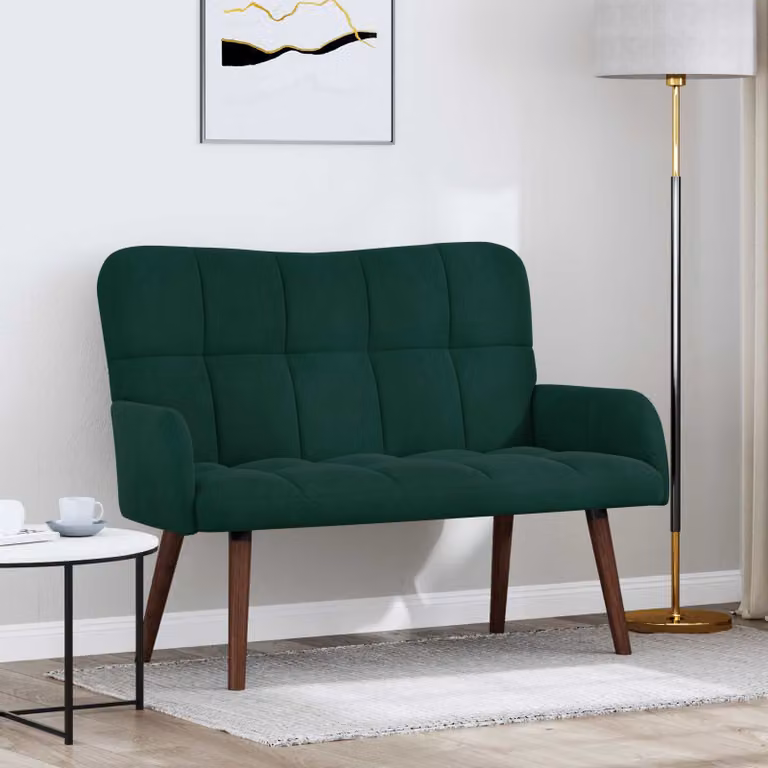 vidaXL Divano a 2 Posti in Velluto Verde, Design Moderno e Lineare, L: 115 cm, P: 61 cm, H: 87 cm