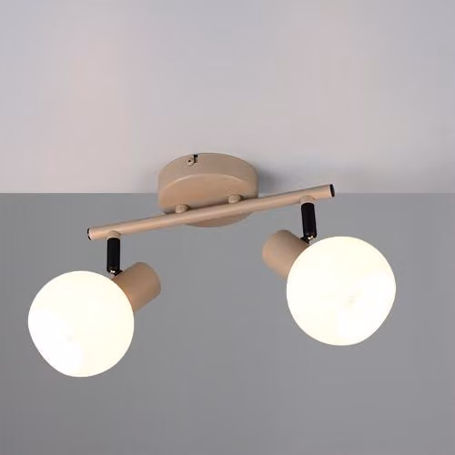 Lampada da soffitto, metallo, beige caldo, E14, 2 luci, L 25 cm