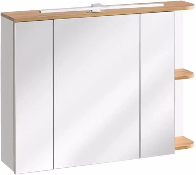 Mobile da bagno ASKA bianco e legno - Modello sospeso con porte