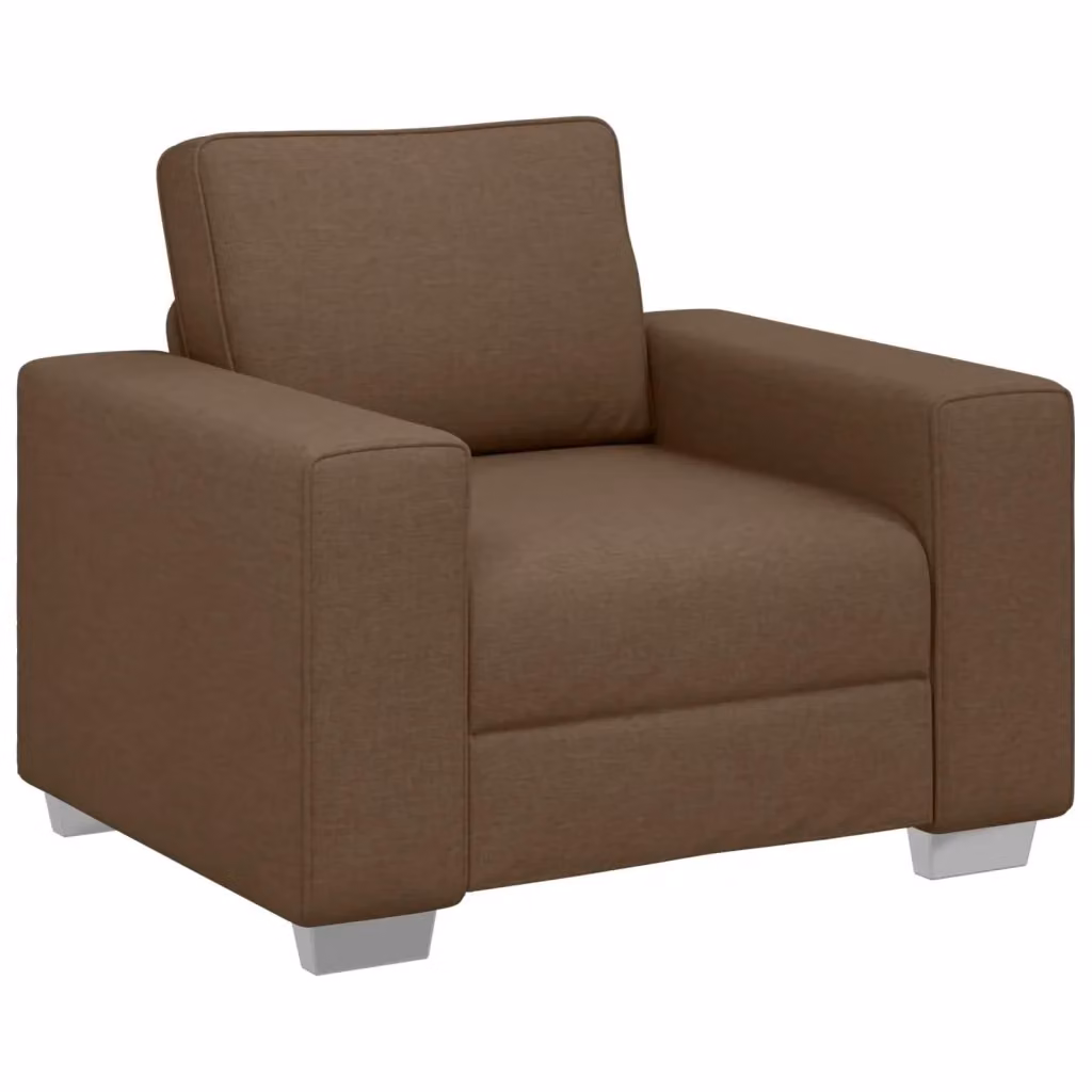 Poltrona moderna vidaXL in tessuto marrone con braccioli per soggiorno L: 100 cm, H: 82 cm, P: 77 cm – 2