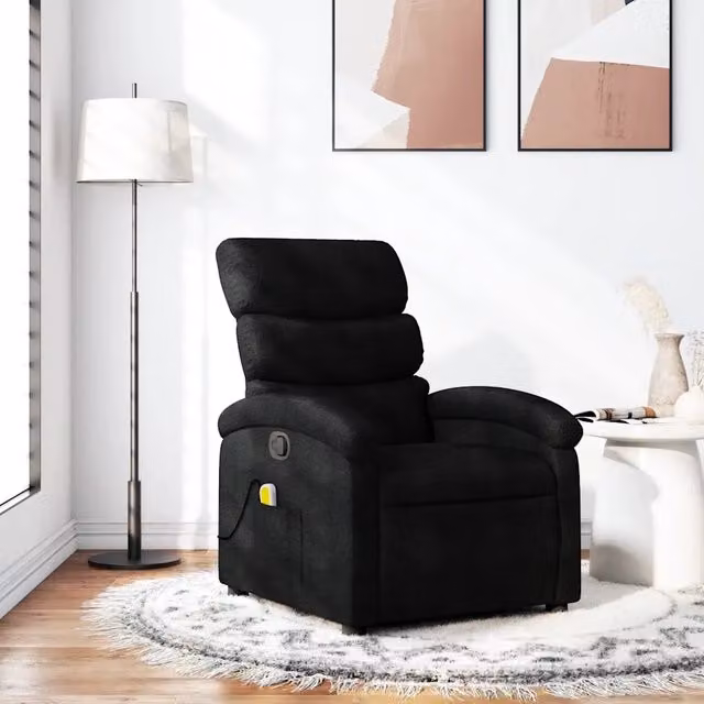 Poltrona reclinabile relax vidaXL in tessuto nero con braccioli e struttura moderna