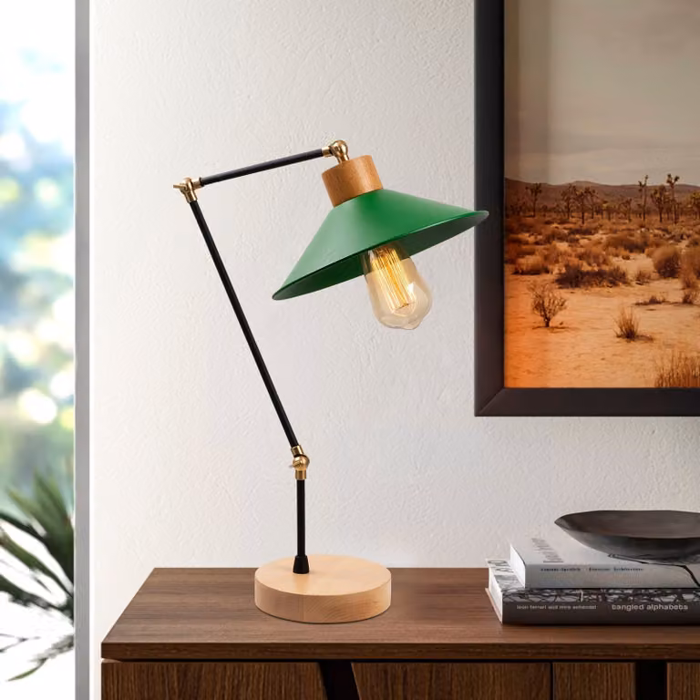 Opviq, Manavgat - N-604-US, lampada da tavolo, CORPO IN METALLO, verde, 52 x 24 x 24 cm