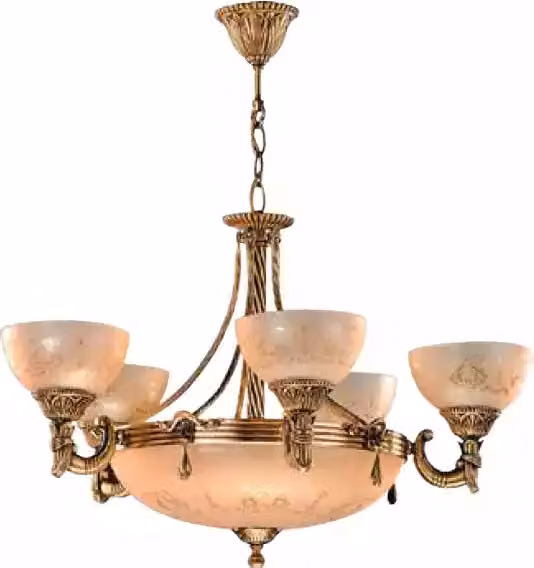 Kronleuchter Deckenlampe Lüster Deckenleuchter Lampe Glas Gold Beige