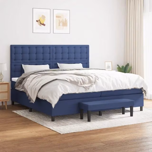 Letto Ibrido con Giroletto a Molle e Materasso vidaXL, Colore Blu e Bianco, L/P/H: 200 x 200 x 31 cm – 1
