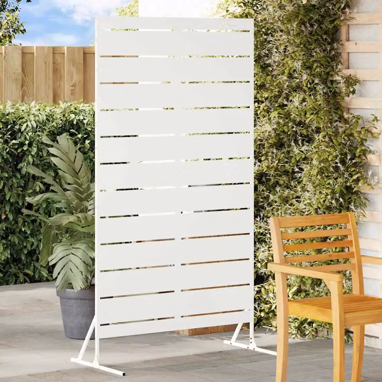 vidaXL Paravent per Privacy Semi-trasparente in Acciaio Bianco L 100 x P 50 x H 180 cm