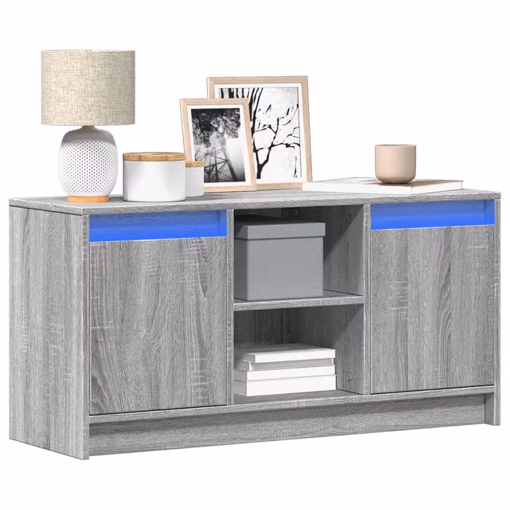 vidaXL Mobile Porta TV con LED Grigio, Design Minimalista con Compartimenti Media, L/P/H: 100 x 34 x 50 cm