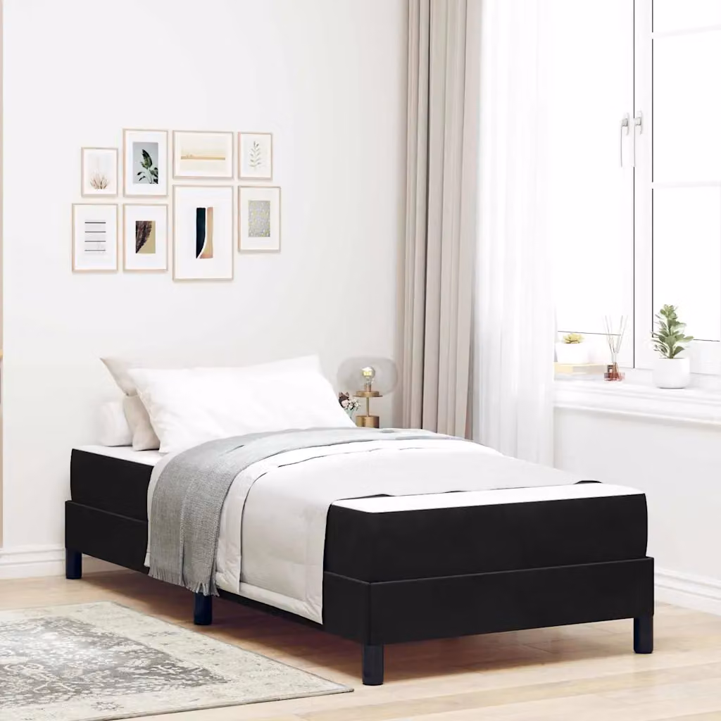 Letto a molle con materasso vidaXL in tessuto nero L/P: 90 x 200 cm – 1