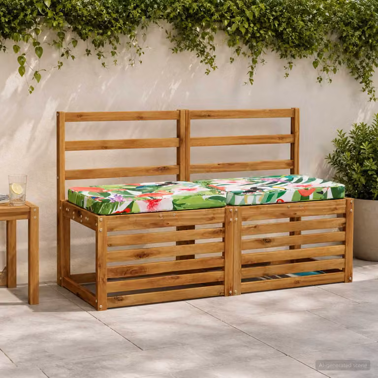 Set di 2 cuscini per panchina vidaXL in poliestere multicolore con rivestimento rimovibile e resistente ai raggi UV