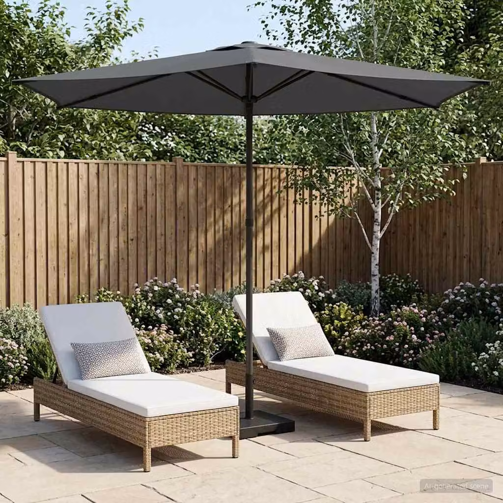 Ombrello da giardino rettangolare vidaXL in poliestere e acciaio, colore antracite/grigio, 2,7 x 2,7 m