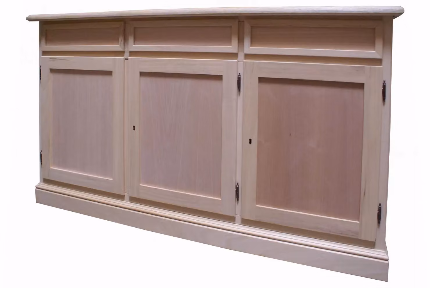 Madia credenza in legno di pino grezzo con 3 ante Mobili 2G L/P/H: 156 x 42 x 86 cm – 2