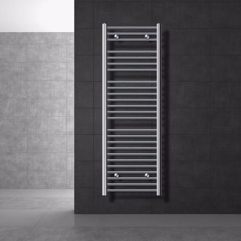 LuxeBath Radiatore da bagno - 500 x 1500 mm - Cromo - Curvo con attacco laterale - Radiatore scaldasalviette Asciugasalviette, senza elemento riscaldante