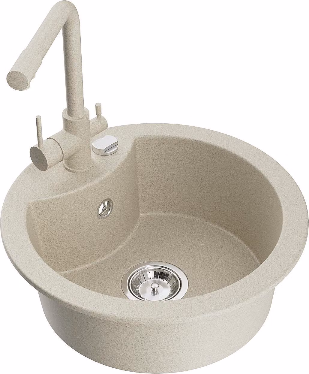 Mexen Diego lavello da cucina in granito a 1 vasca con rubinetto Duero, beige - 6512-69-671600-69