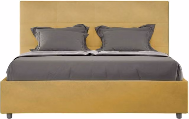 Letto una piazza e mezza senza rete imbottito 130x200 microfibra ocra Mika