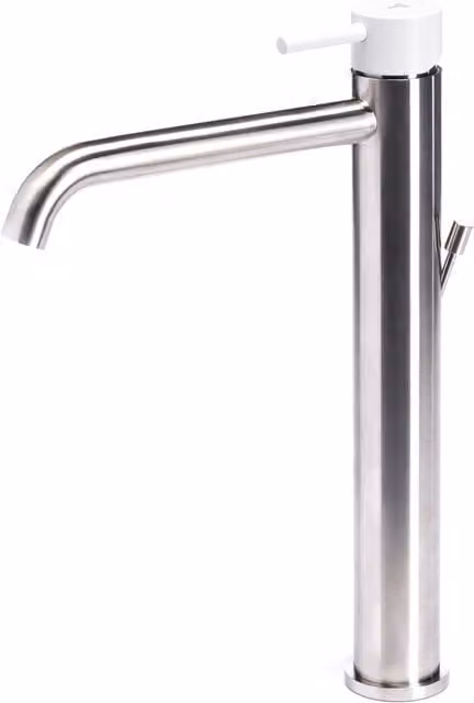 Rubinetto Miscelatore Monocomando Lavabo Alto in Acciaio Inox Maniglia Neve