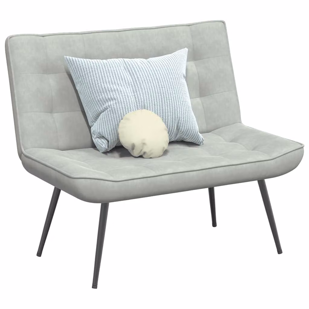 Panca vidaXL in velluto grigio per soggiorno o camera da letto, L 110 x P 74 x H 84 cm