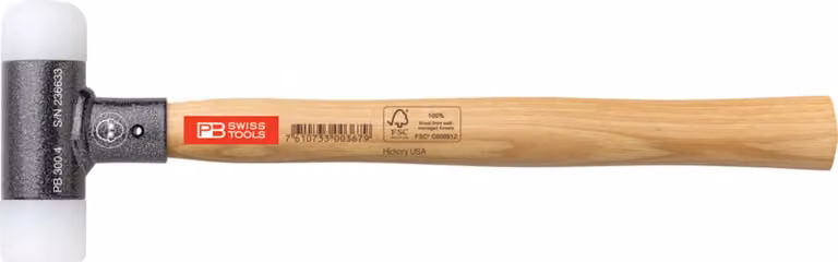 PB Swiss Tools Martello anti-rimbalzo, con inserti in nylon, manico in legno di noce americano, 32 mm