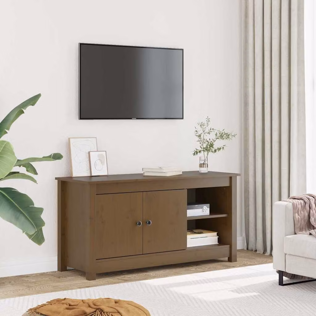 Mobile Porta TV vidaXL in Legno di Pino Marrone L: 103 cm, P: 36,5 cm, H: 52 cm