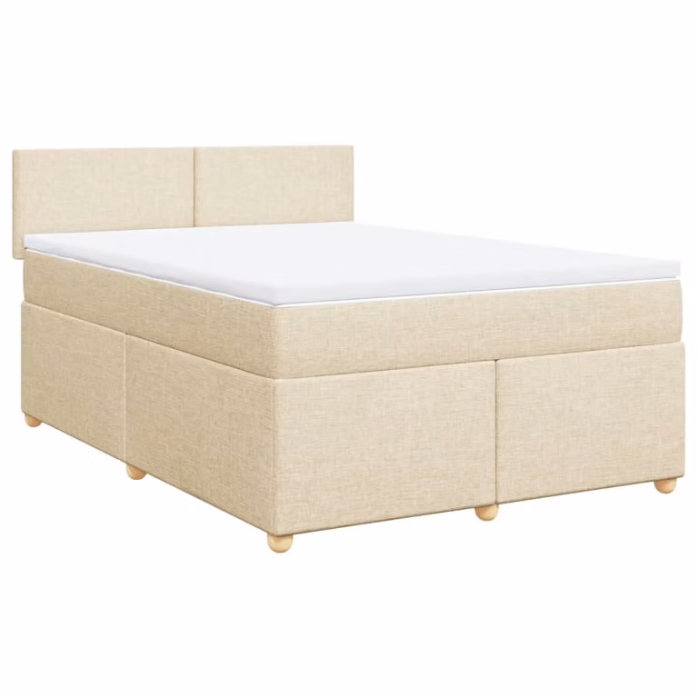 Giroletto a Molle con Materasso Crema 160x200 cm in Tessuto