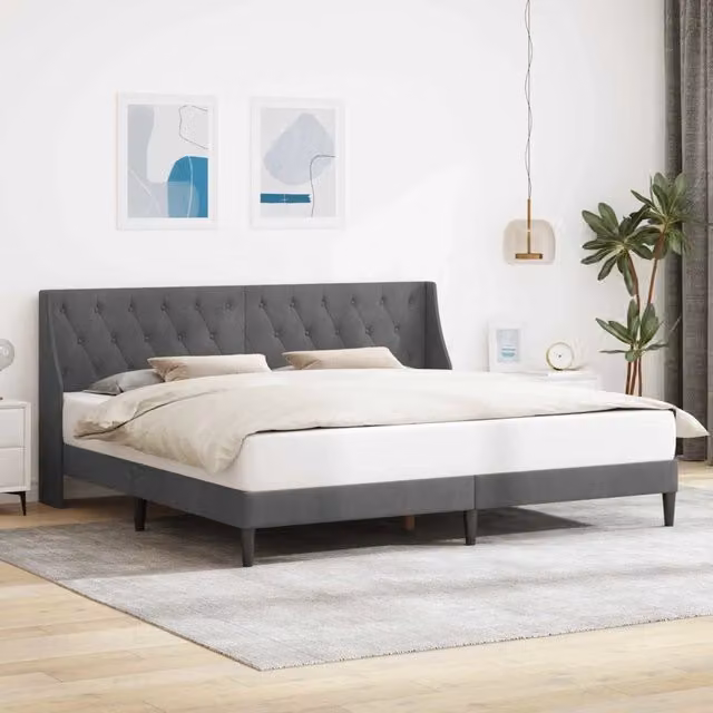Struttura del letto-Giroletto Grigio scuro 180 x 200 cm Velluto 503386