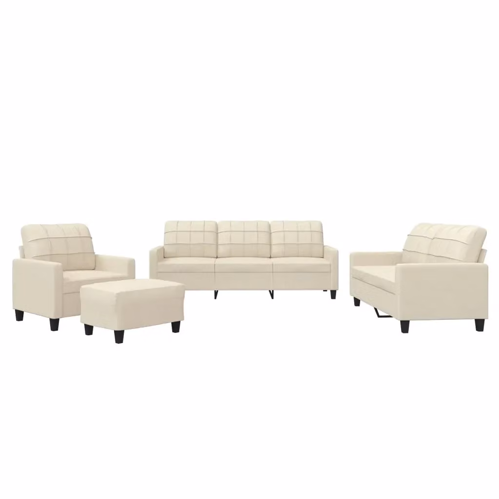 Set di divani moderno vidaXL in similpelle beige composto da divano a 3 posti, divano a 2 posti e pouf con cuscini inclusi – 2