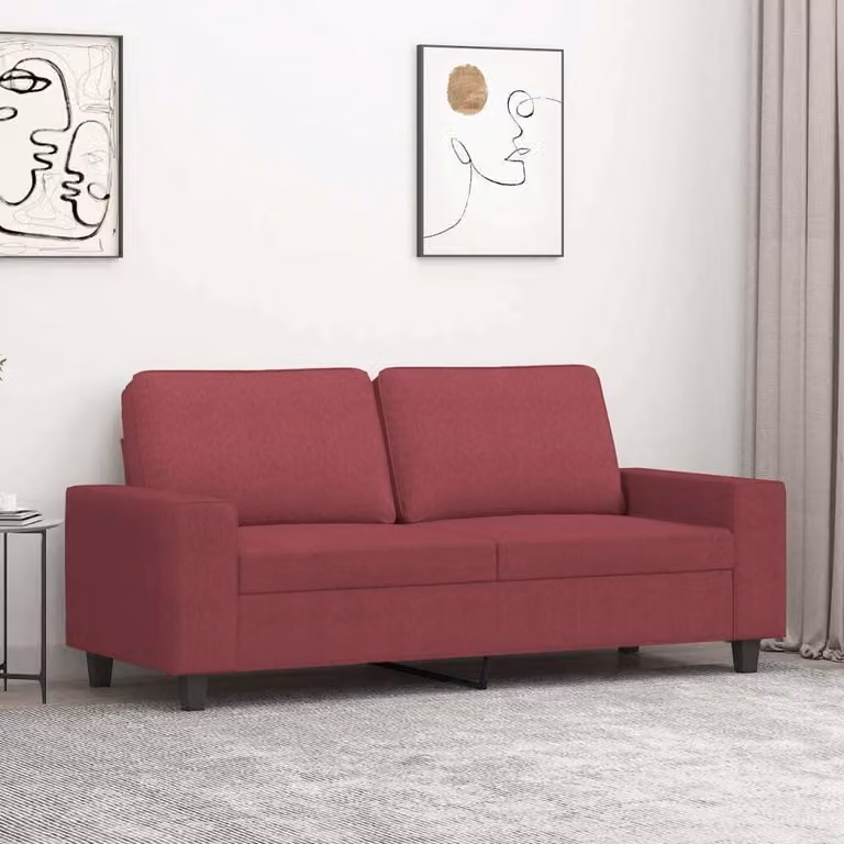 Divano a due posti, colore bordeaux, 140 cm, rivestito in tessuto, modello "Exclusive"