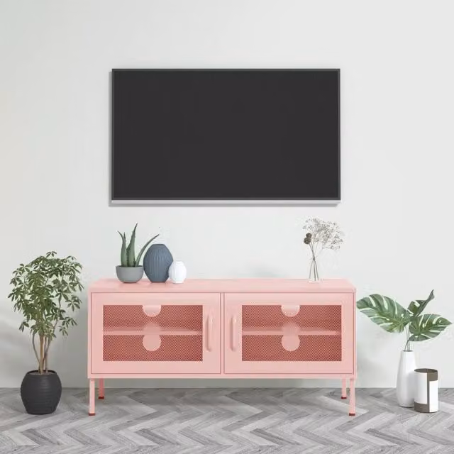 Mobile TV-Credenza per TV-Console TV Rosa 105x35x50 cm in Acciaio 197168