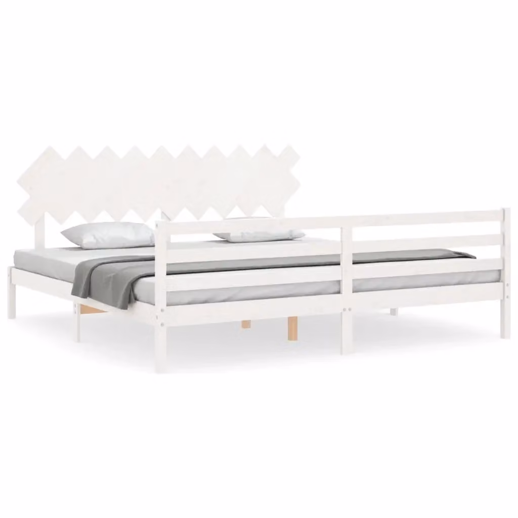 Letto con Testiera in Legno Massello di Pino Bianco vidaXL 200x200 cm – 2