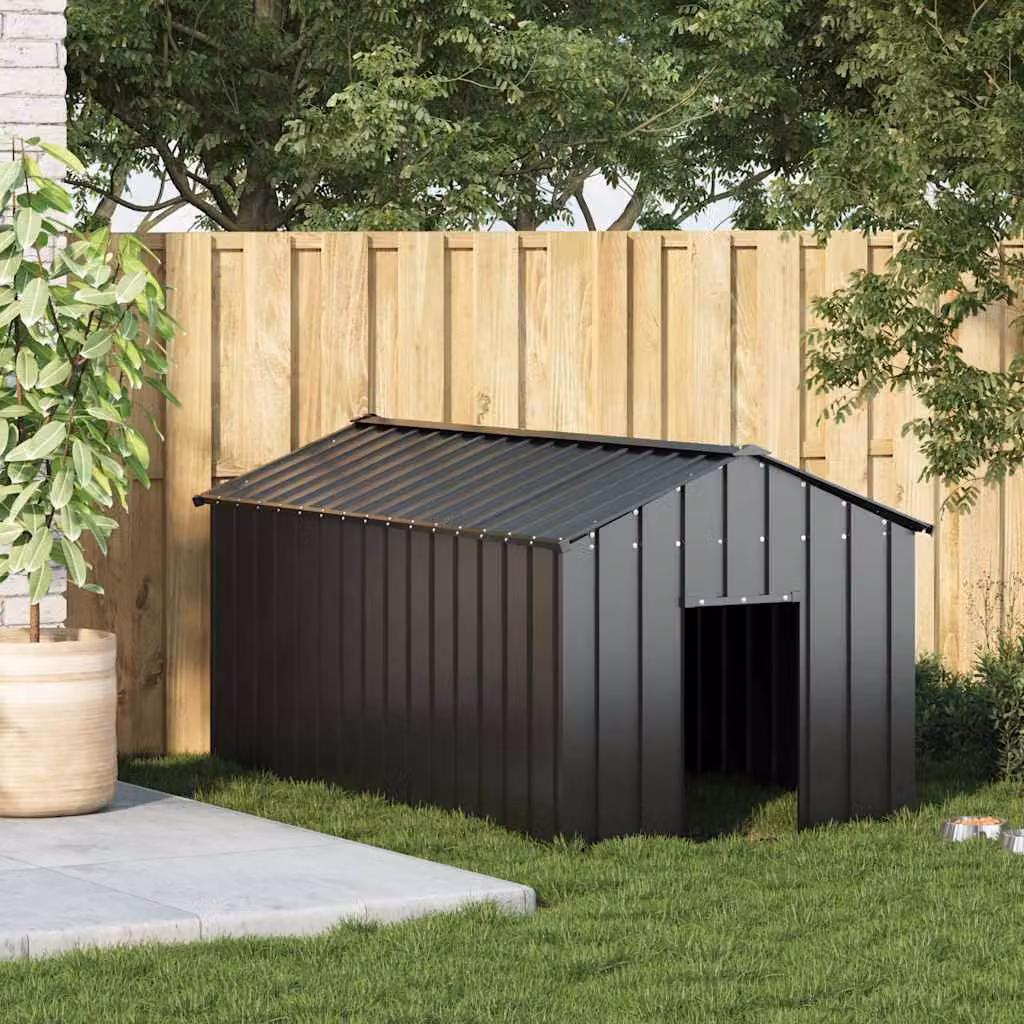 vidaXL Casetta per Cani con Tetto 114x202x101 cm Acciaio Zincato