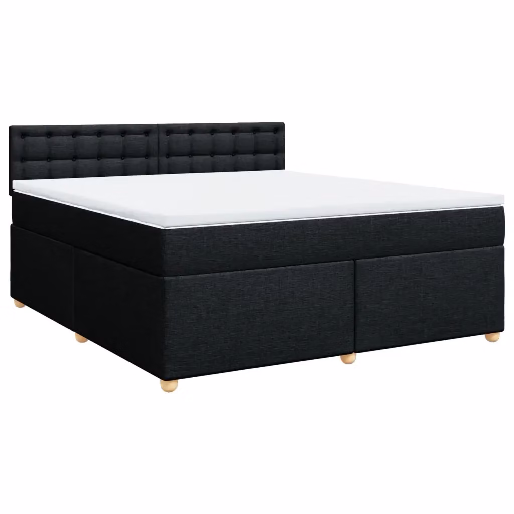 Letto Ibrido vidaXL con Giroletto a Molle e Materasso Nero in Tessuto L 180 x P 200 cm – 2