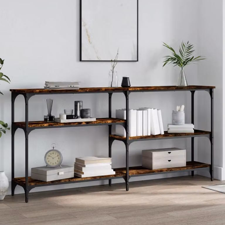 vidaXL Tavolo Consolle in Legno Rovere Fumo, Design Industriale, L 160 x P 29 x H 75 cm