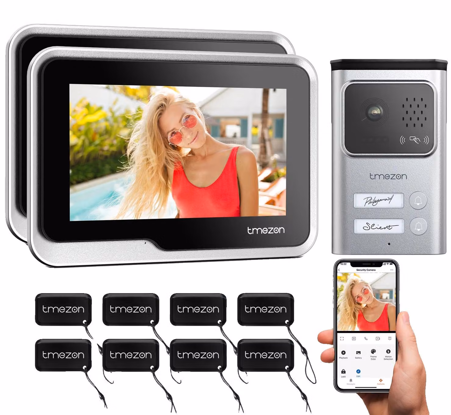 Citofono video, telecomando, display 1080P, spina europea da 220V-240V