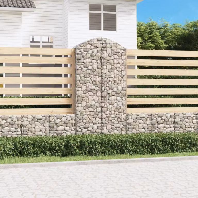 Cesto Gabbione ad Arco vidaXL in Acciaio Zincato Grigio L: 100 cm, P: 50 cm, H: 200-220 cm