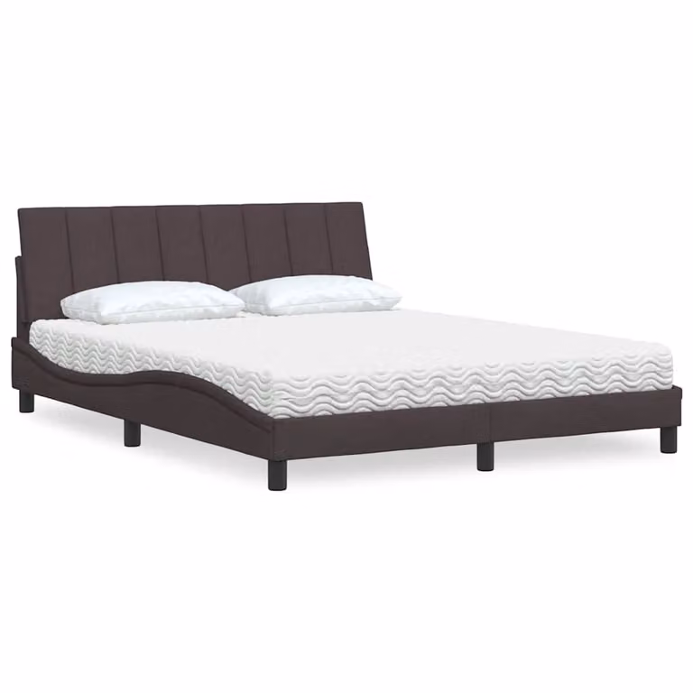 Letto con Materasso Hanko vidaXL in Tessuto Marrone e Bianco L/P/H: 160 x 200 cm