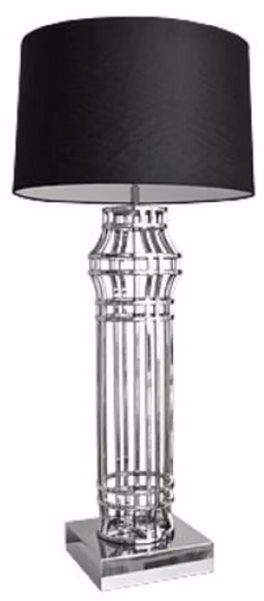 Casa Padrino lampada da tavolo argento / nero Ø 30 x h. 102 cm - Lampada da salotto