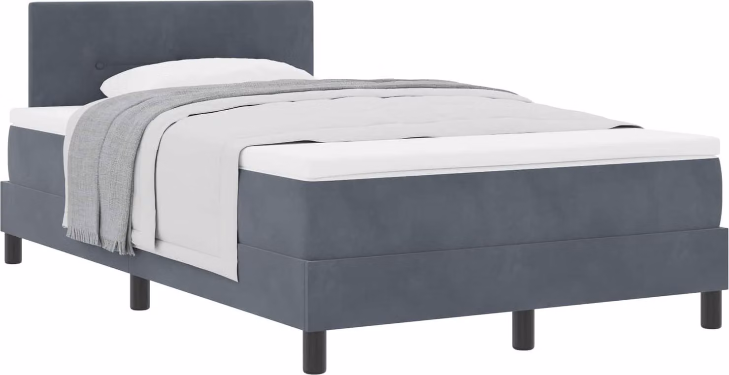 Letto a molle con materasso Grigio scuro 120 x 200 cm Velluto