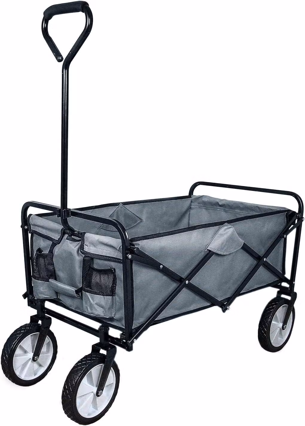 Carrello pieghevole, capacità di carico 70 kg, colore grigio, completo di guanti per giardinaggio e lavori domestici