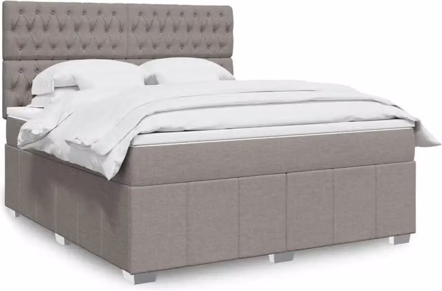 Letto Ibrido vidaXL con Giroletto a Molle e Materasso in Tessuto, Colori Beige, Bianco e Grigio, L/P: 180 x 200 cm