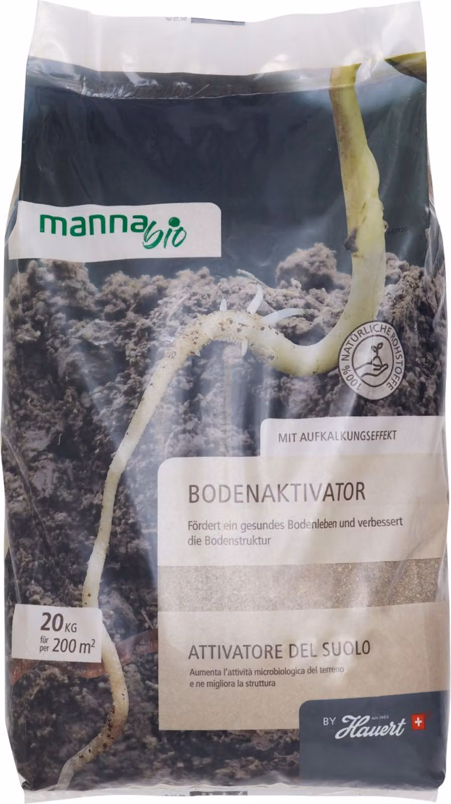Manna attivatore del suolo, concime organico, 20 kg, per un'area di 200 m²