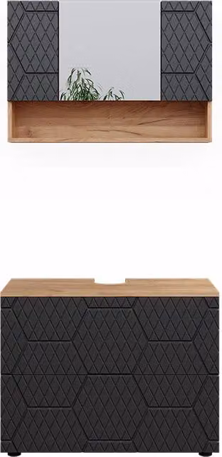 Set mobili bagno Irma Antracite con struttura a nido d'ape 2 pezzi Vicco