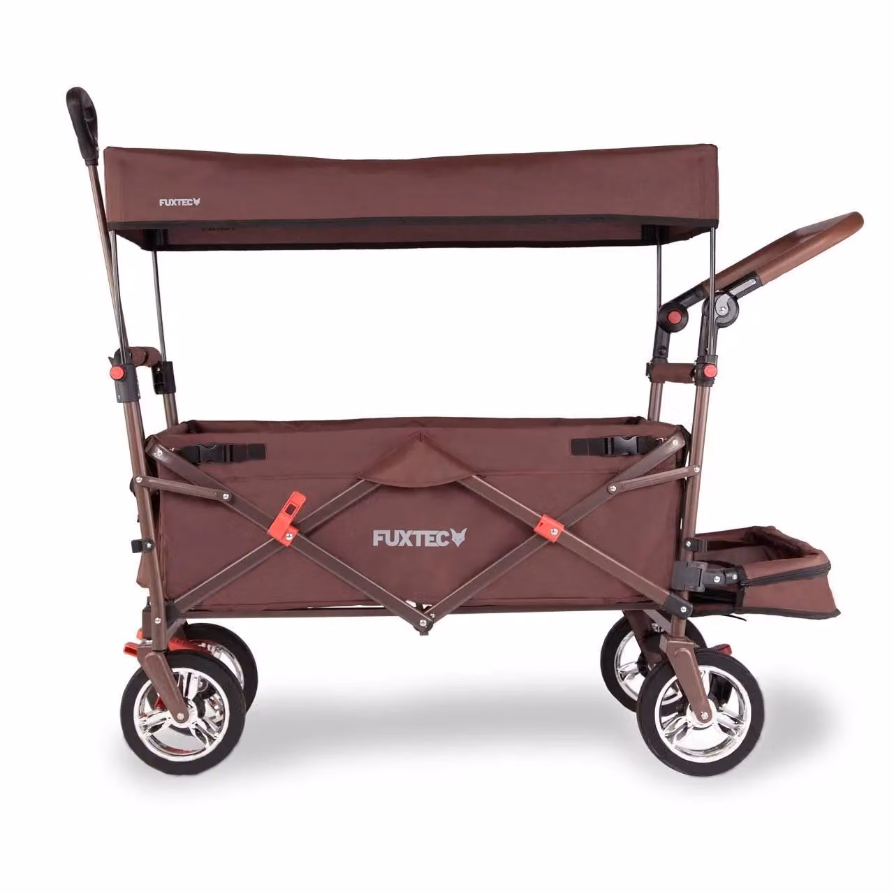 Carrello pieghevole giardino FUXTEC FX-CT800 con tettuccio parasole MARRONE Braun