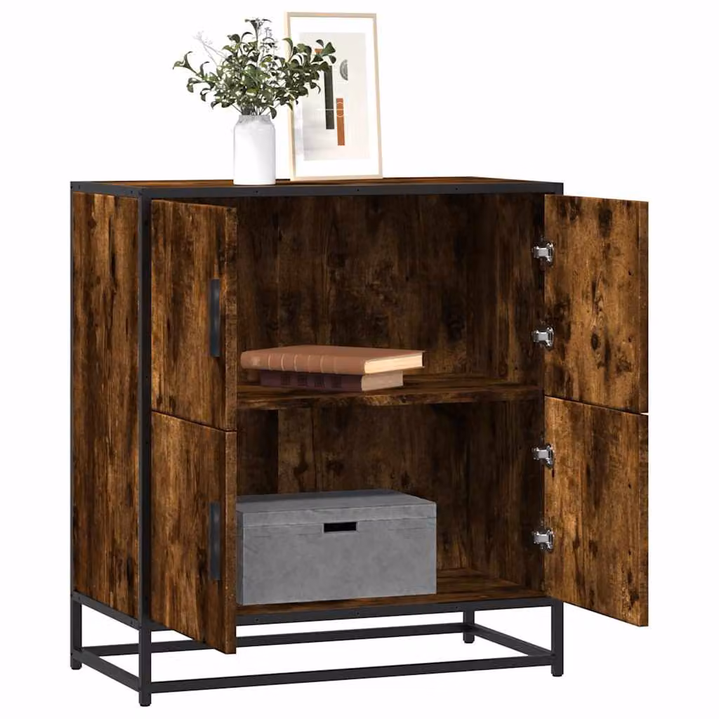 Credenza in stile industriale vidaXL in legno e metallo, colore marrone, L 68 cm x P 35 cm x H 76 cm