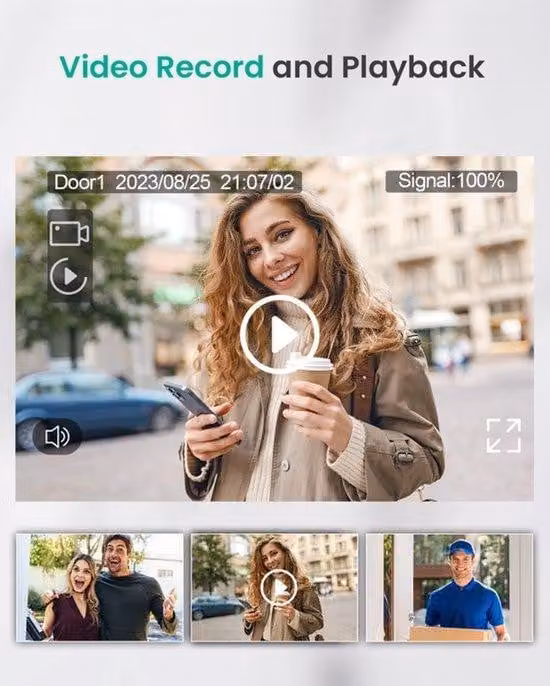 Videocitofono con schermo touchscreen da 7 pollici, risoluzione 1080P, connessione Wi-Fi, da montare a parete