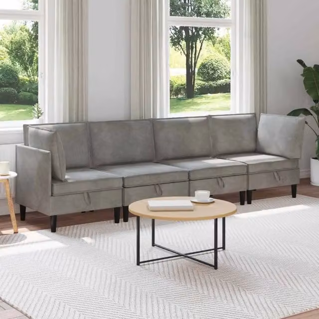 Set di mobili per il soggiorno 4 pz Grigio Chiaro Velluto 3413729