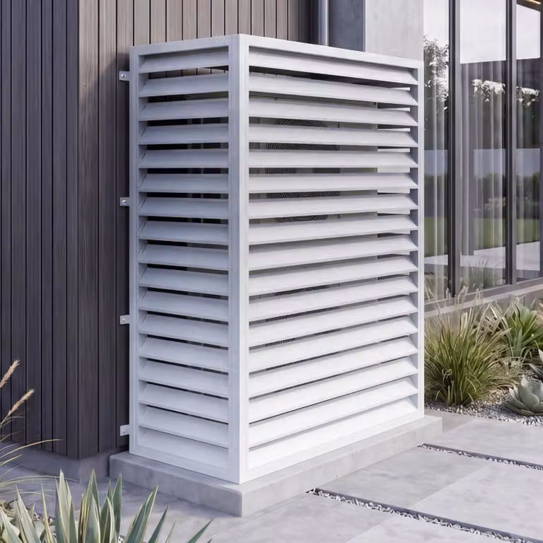 Copertura per impianto di climatizzazione/scambiatore di calore MCW-O43, copertura per griglia di protezione, metallo 164x127x65 cm ~ grigio-bianco