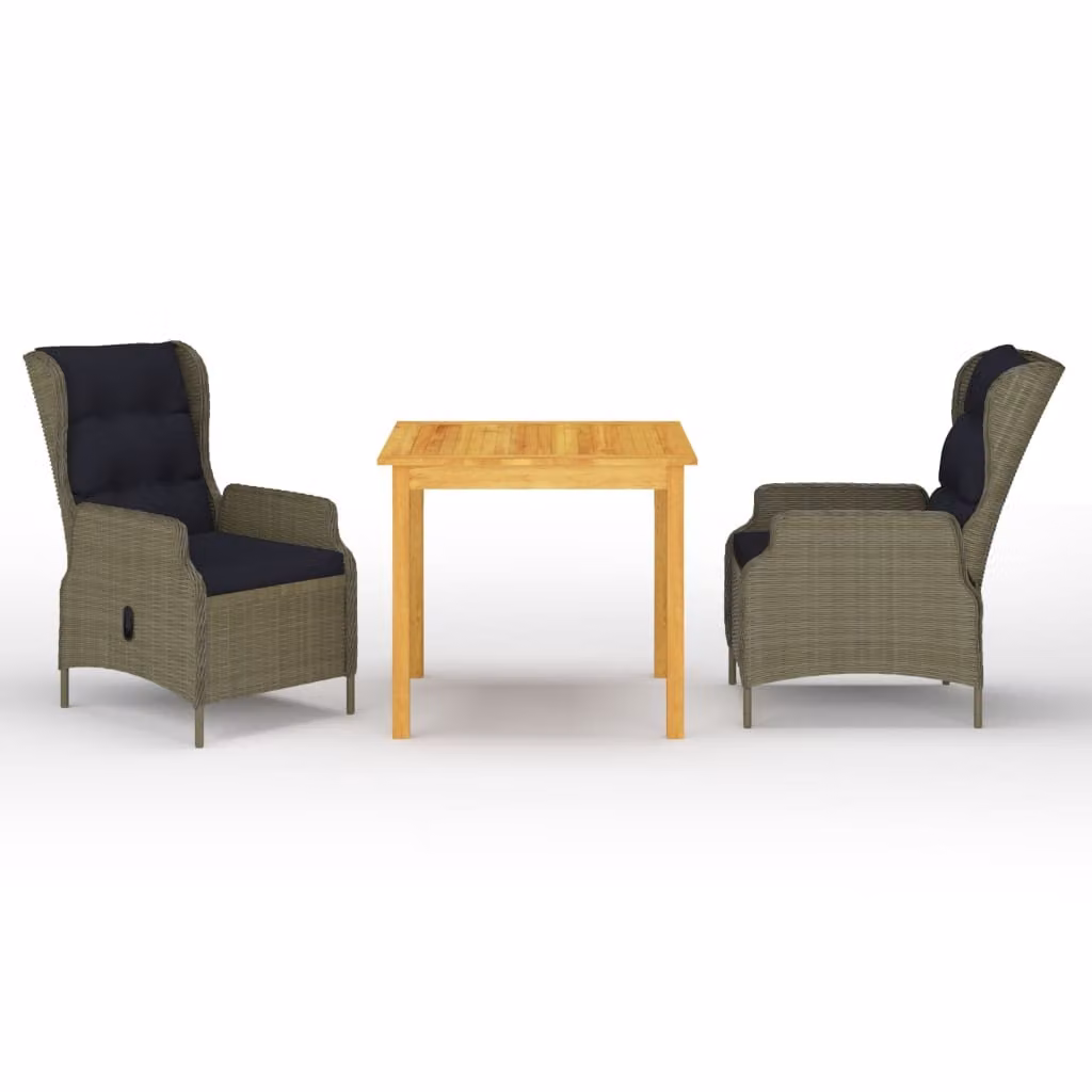 Maison Exclusive - Set da pranzo da giardino a 3 pezzi, marrone
