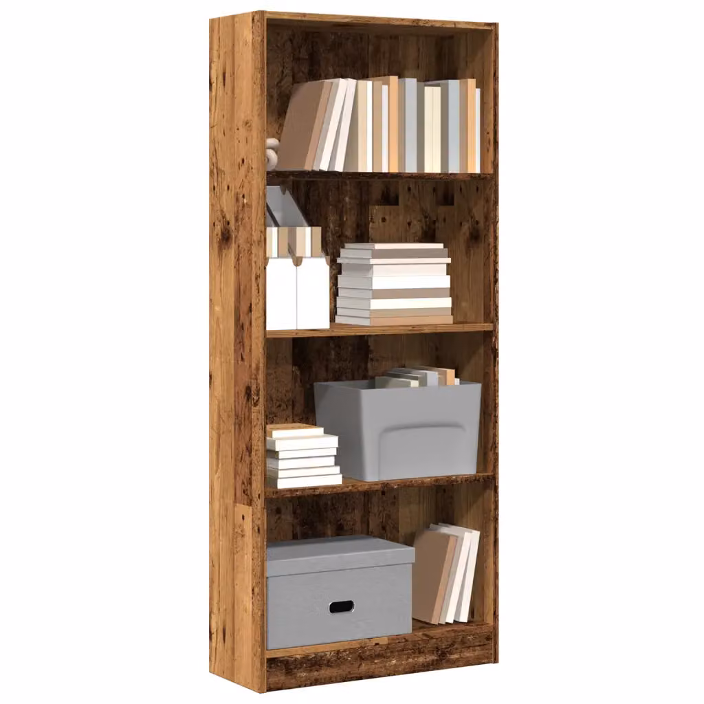 Libreria vidaXL in legno marrone stile rustico con pannello posteriore L: 60 cm, P: 24 cm, H: 143 cm