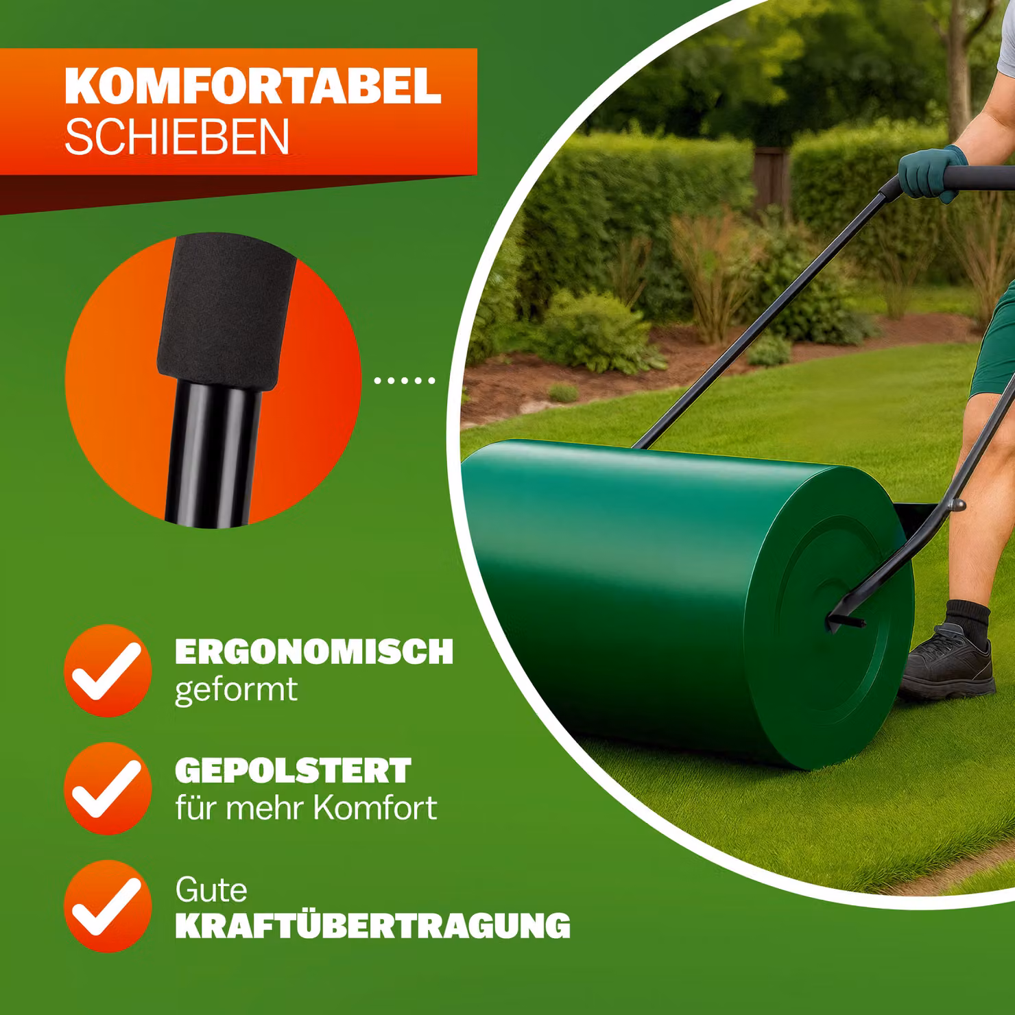 Rullo da giardino Gardebruk verde con apertura laterale e capacità 50L, diametro 60 cm – 3
