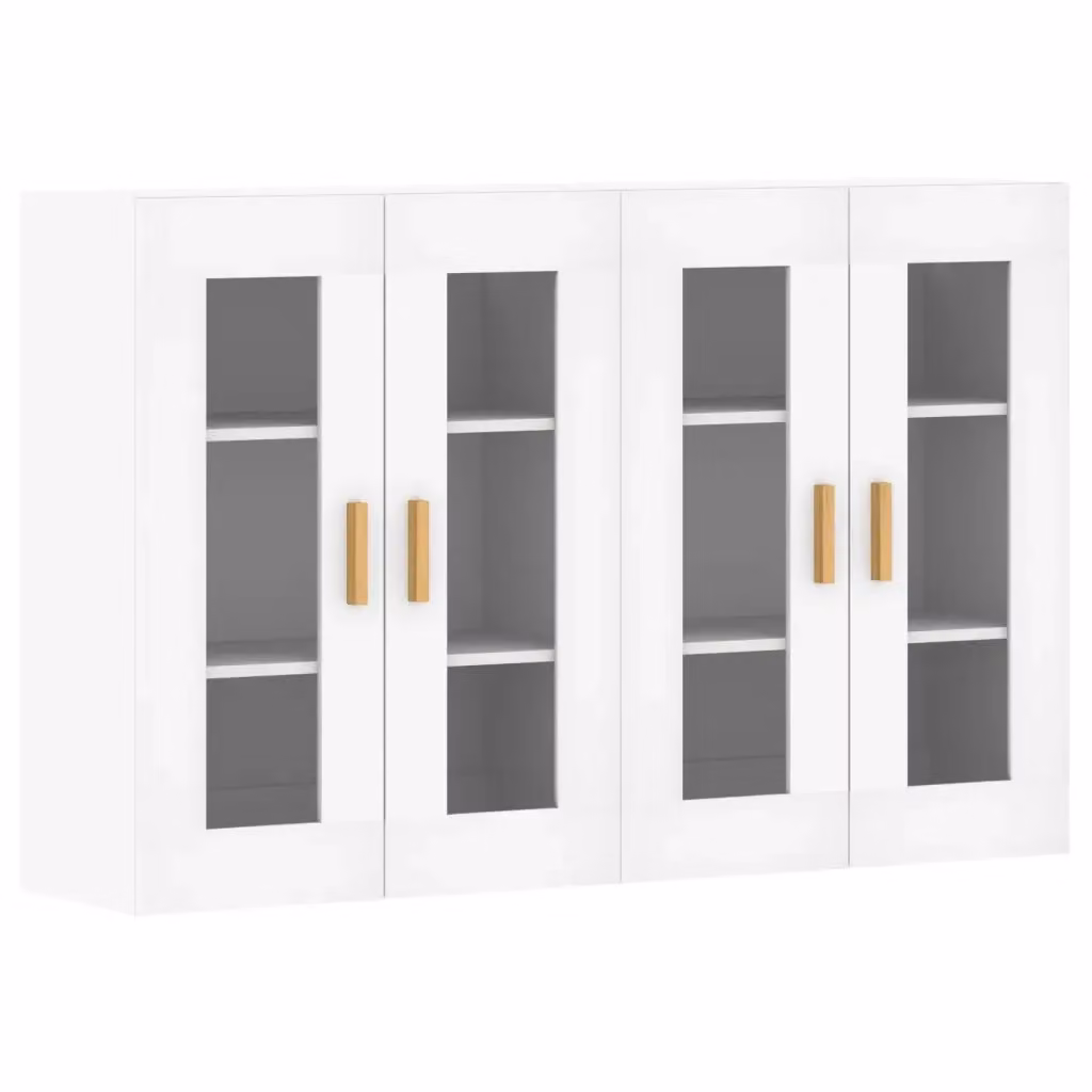Set di 2 armadietti da parete vidaXL bianchi con ante in vetro e ripiani interni in stile moderno – 2